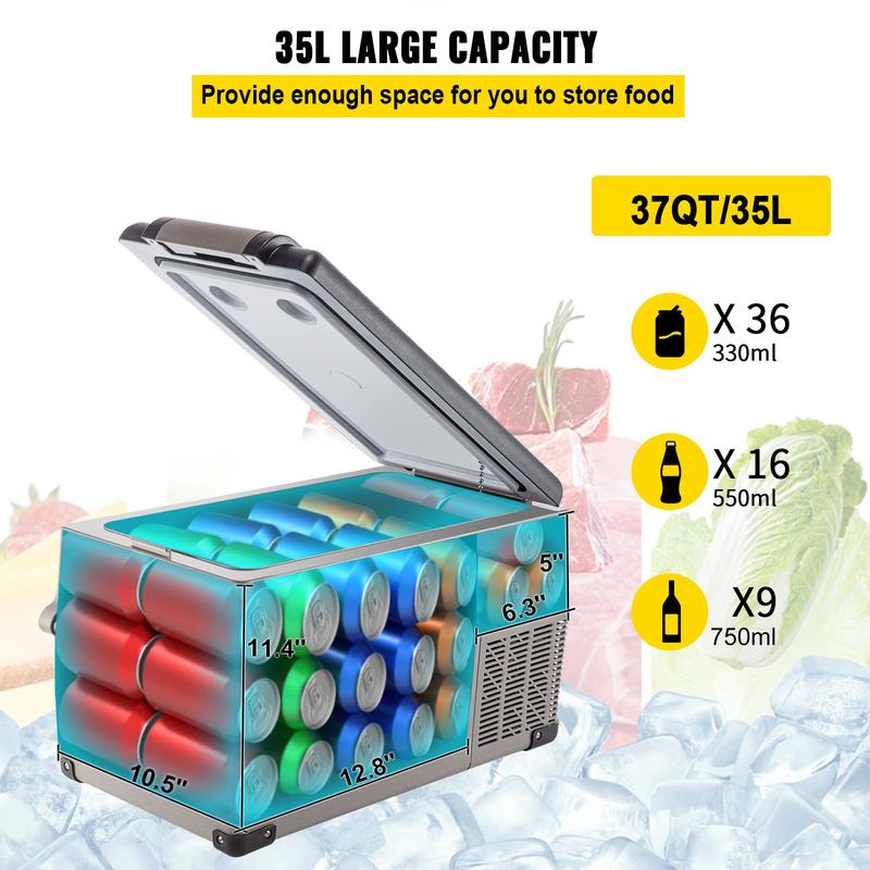 Refrigerador portátil de 12 voltios con enfriamiento rápido y control por aplicación (-4℉~68℉). Nevera para coche con alimentación de 12/24 V CC y 110-240 V CA para viajes, camping y uso doméstico.