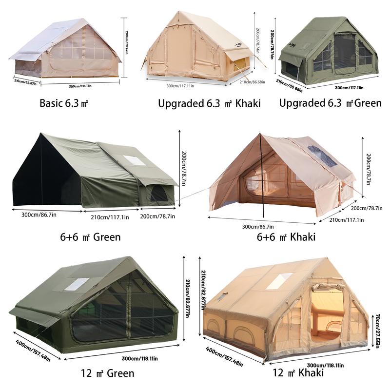 Tienda de campaña inflable grande PAKICETUS con claraboya, ventilación rápida y diseño de malla transpirable, ideal para glamping de verano, con estufa incluida, montaje rápido para familias de 4 a 6 personas, para todas las estaciones, artículos esencial
