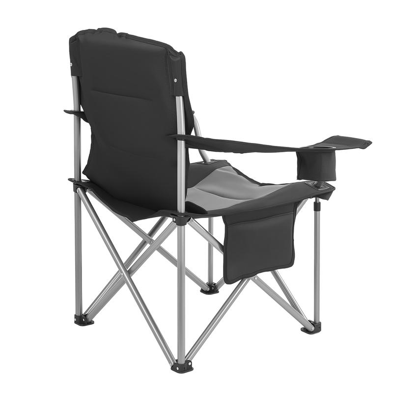 Sillas plegables extragrandes para camping VEVOR, paquete de 2, estructura metálica resistente de 204 kg, respaldo y reposabrazos acolchados de algodón resistente a la abrasión, portavasos, bolsillo lateral, bolsa térmica, bolsa de transporte para pesca a