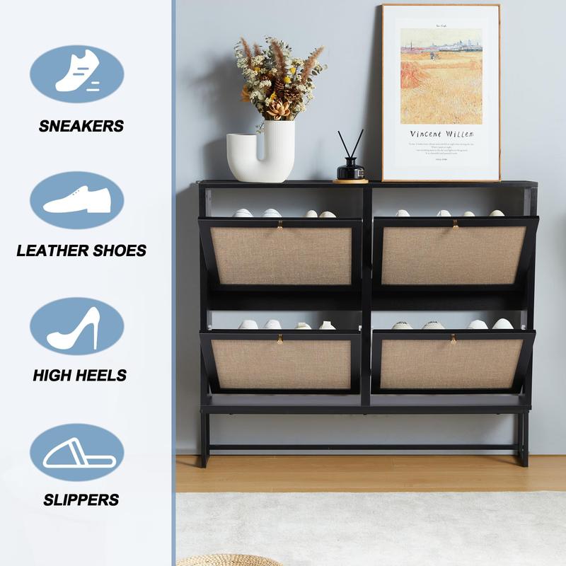 Zapatero Giratree, zapatero independiente con cubo basculante y organizador de zapatos con 2, 3 o 4 cajones abatibles, zapatero estrecho moderno para recibidor, pasillo o dormitorio.
