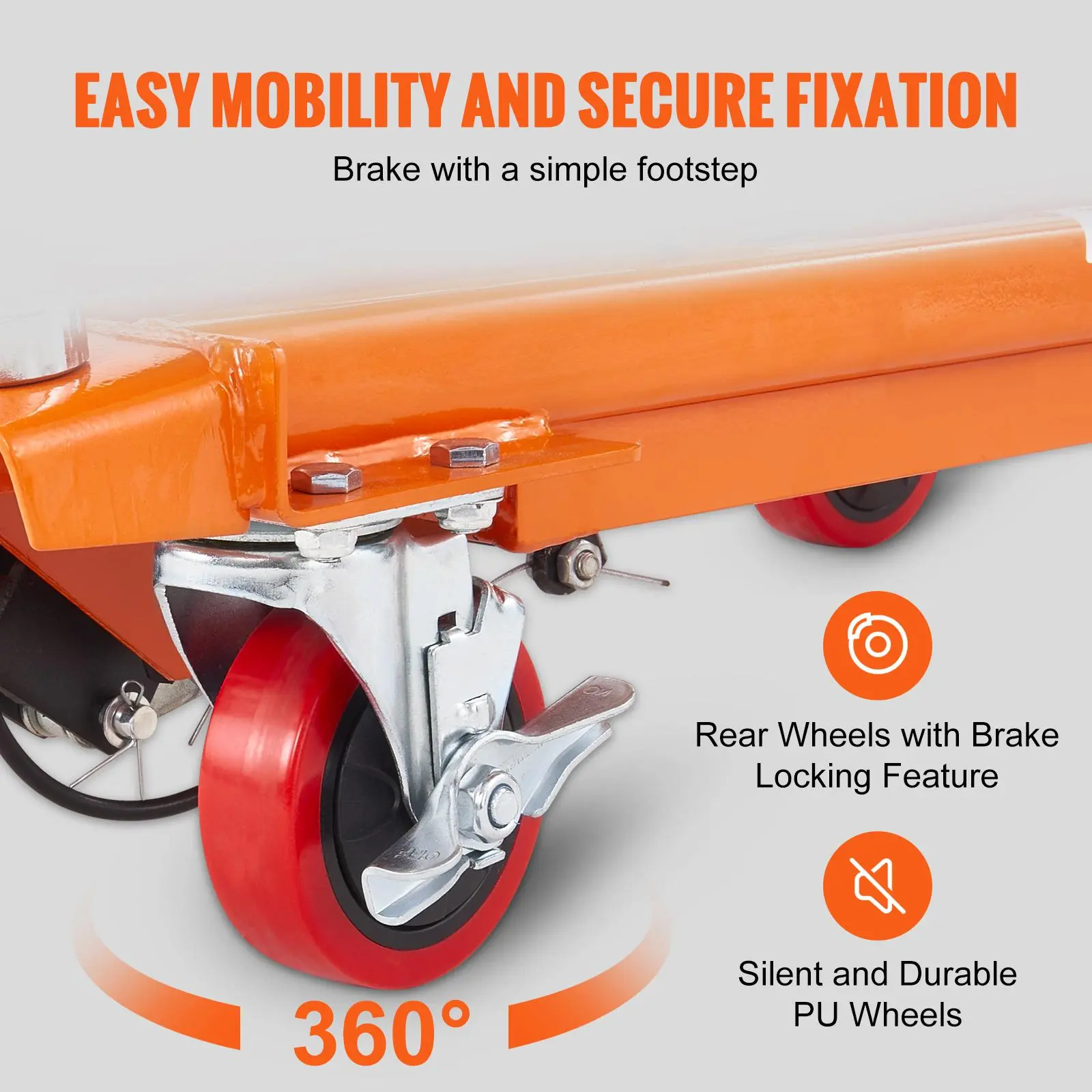 Carro de mesa elevadora hidráulica — Capacidad de 330 lb, altura de elevación de 50", mesa elevadora manual de doble tijera con 4 ruedas y almohadilla antideslizante.