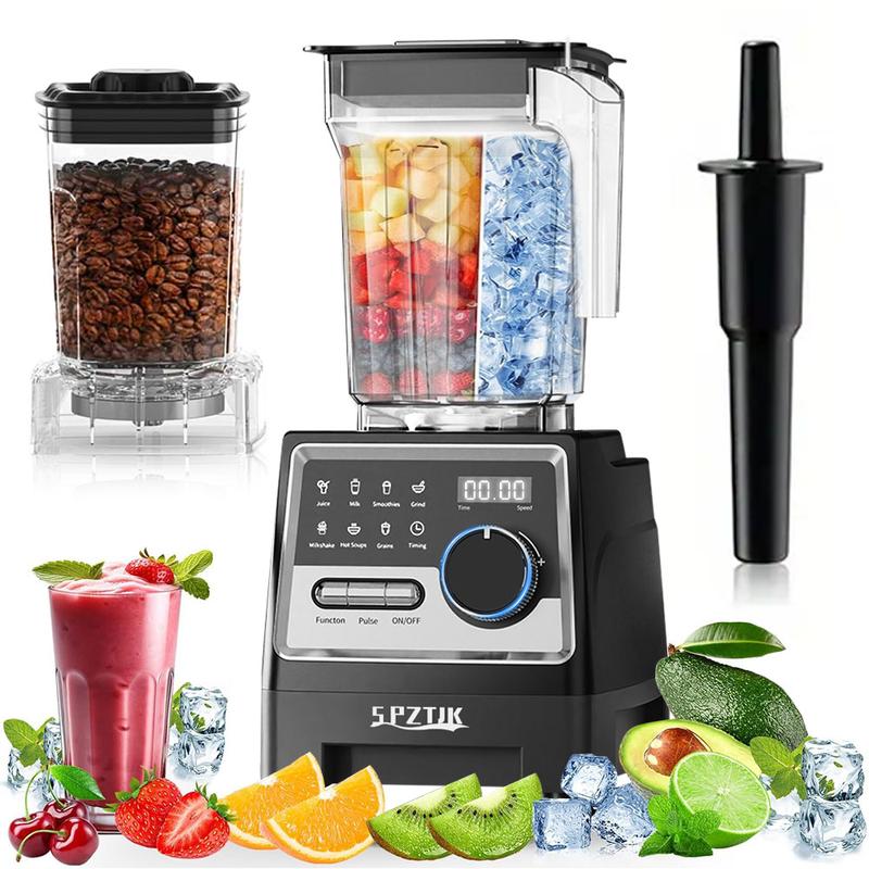 Licuadora profesional SPZTJK, licuadora de cocina de 68 oz, libre de BPA, 2 recipientes, licuadora de mostrador, trituradora de hielo y máx. 1400 vatios/1000 vatios, licuadora y molinillo combinados, batidos/jugos/mantequilla de frutos secos/procesador de