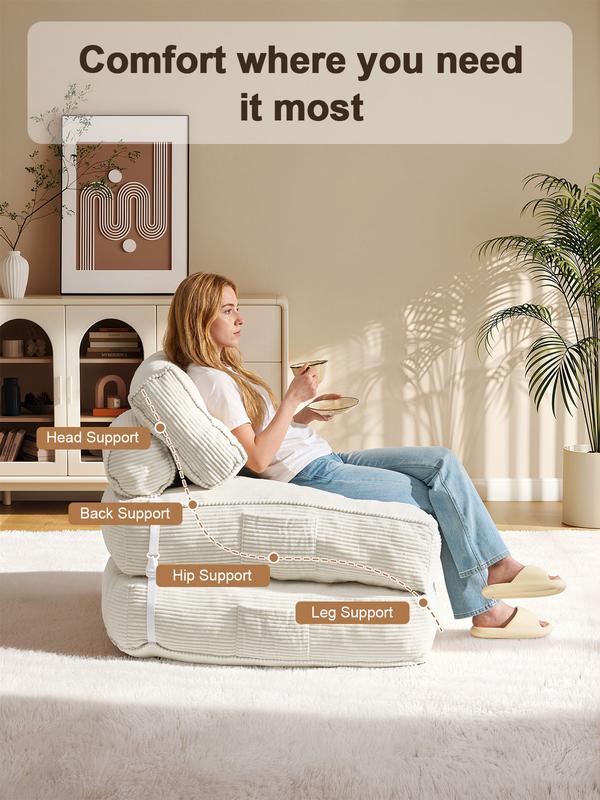 Sofá cama plegable con almohada, sillón convertible con respaldo, sillón cama plegable portátil de pana, cómodo sofá de suelo para sala de estar, individual