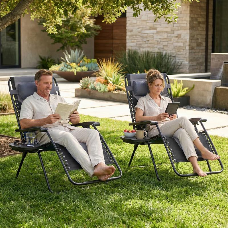 Silla de gravedad cero, tumbona reclinable resistente para exteriores, silla de descanso antigravedad plegable para jardín, camping, piscina, muebles de exterior, tumbona para patio, summerwins