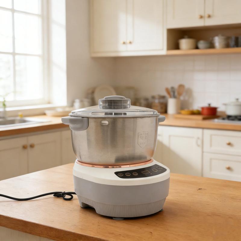 Mezcladora de masa de mesa CNCEST de 5 litros - 110 V 200 W estándar estadounidense, control digital con ajuste de temporizador, acero inoxidable 304 y ABS, función de fermentación, vaso medidor, herramienta separadora de huevos, recipiente liso fácil de 
