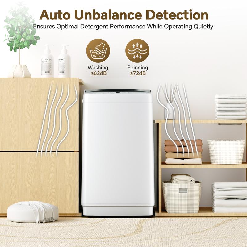 Lavadora portátil, 3,5 kg, lavadora compacta totalmente automática, tambor de acero inoxidable, 10 ciclos de lavado, detección automática de equilibrio, pantalla LED, mini lavadora para el hogar, apartamento o residencia estudiantil.