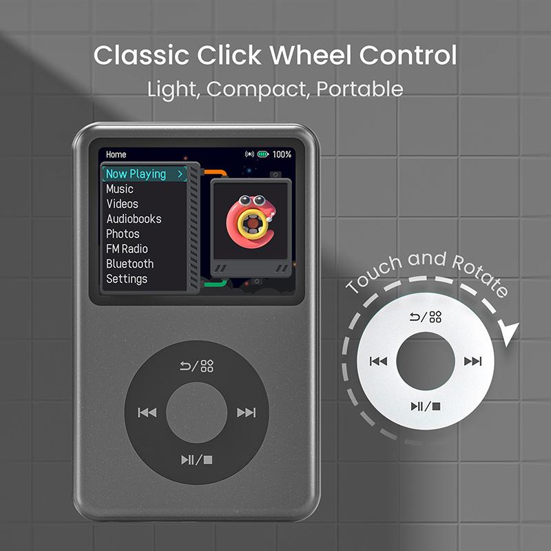 Reproductor de MP3 clásico con Bluetooth, mini reproductor de sonido HiFi portátil de 2,4", versión de video actualizada.
