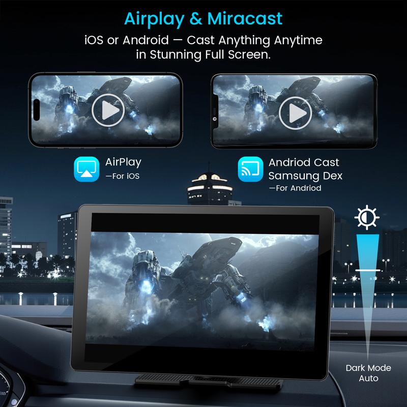 IIWEY iK11 Pantalla inalámbrica extragrande de 11 pulgadas con Apple CarPlay para coche – Estéreo para coche con pantalla táctil ultradelgada de 0,16 pulgadas con Android Auto, cámara de salpicadero 4K, cámara de marcha atrás 1080p, GPS, Mirror Link, cont