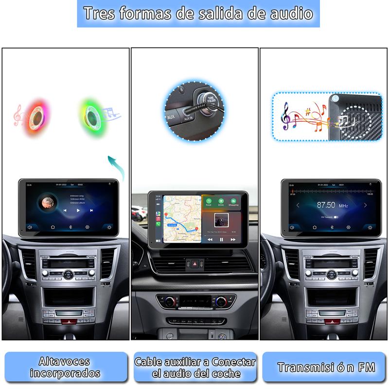【HiEHA】2026 La pantalla portátil más nueva de Carplay para automóvil, pantalla táctil IPS de 7 pulgadas, Compatible con CarPlay y Android Auto,  Cámara de Respaldo, estéreo para automóvil, soporte para GPS, Bluetooth, FM, WiFi