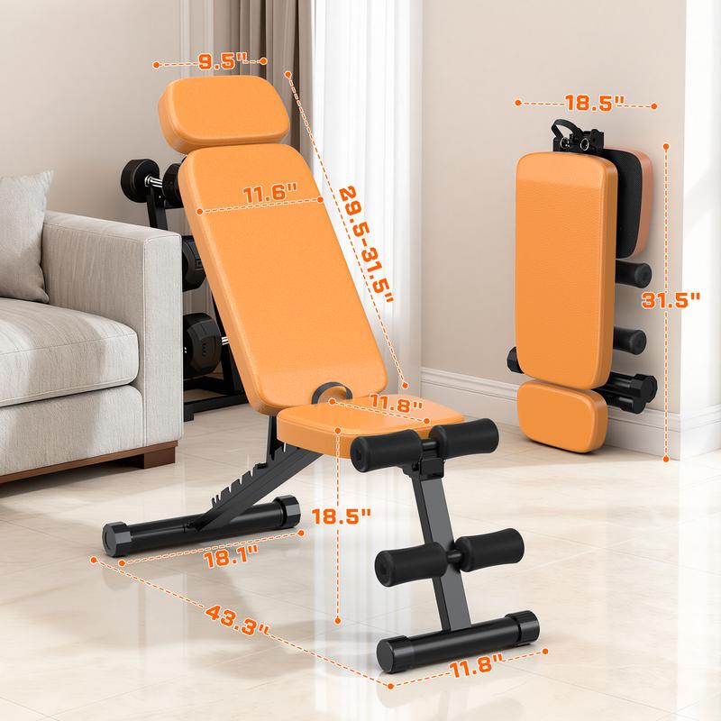 Banco de pesas ajustable Bearbro de 9 posiciones, banco de entrenamiento plegable tipo olímpico para gimnasio en casa, entrenamiento de fuerza de cuerpo completo, soporta hasta 800 libras.