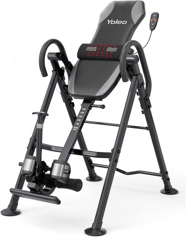 Mesa de inversión para aliviar el dolor de espalda y la ciática cervical, capacidad de peso de 136 kg (300 lbs) con soporte lumbar, cómodos soportes para tobillos, fácil de ensamblar. Máquina estiradora de espalda.