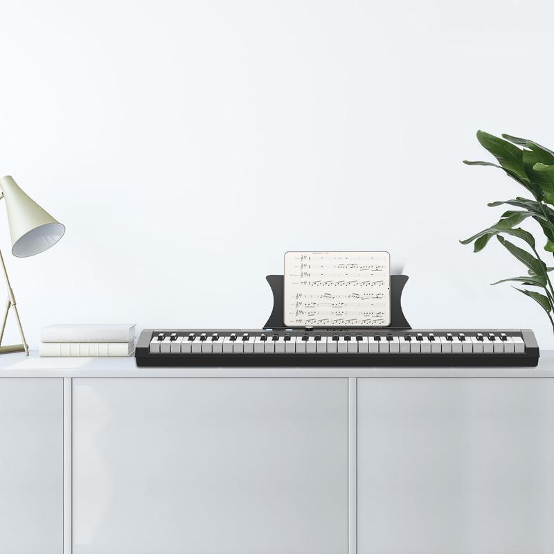 【GARVEE】Piano portátil de 61 teclas con teclas eléctricas semipesadas, altavoces integrados, pedal, fuente de alimentación, pantalla digital, 128 tonos. Ideal para principiantes y profesionales. Regalo perfecto para cumpleaños o fiestas.