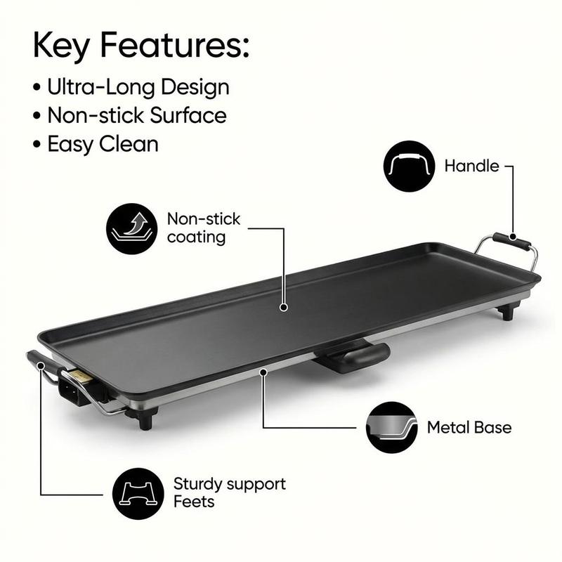 Plancha eléctrica Teppanyaki de 91 cm (36 pulgadas), parrilla para barbacoa de sobremesa con superficie antiadherente y ajuste de temperatura regulable.