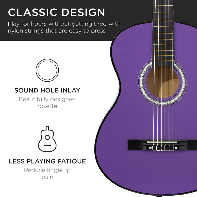 Kit de iniciación a la guitarra acústica para principiantes de 38 pulgadas con funda, correa y cuerdas.
