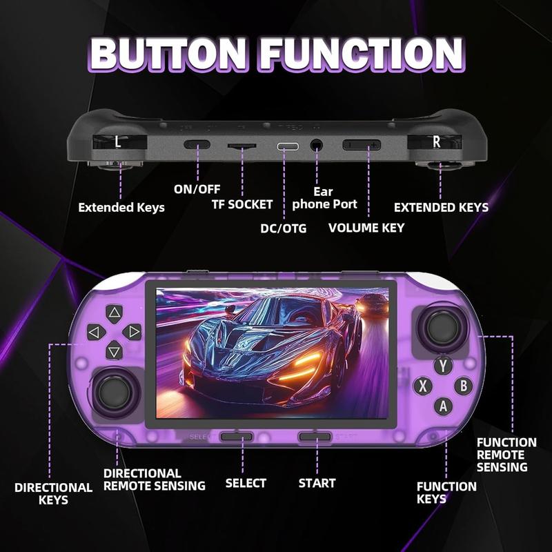 Consola de juegos portátil retro HD con más de 20000 juegos, salida de TV HD, 14 emuladores, pantalla IPS de 4,5 pulgadas y procesador de doble núcleo.