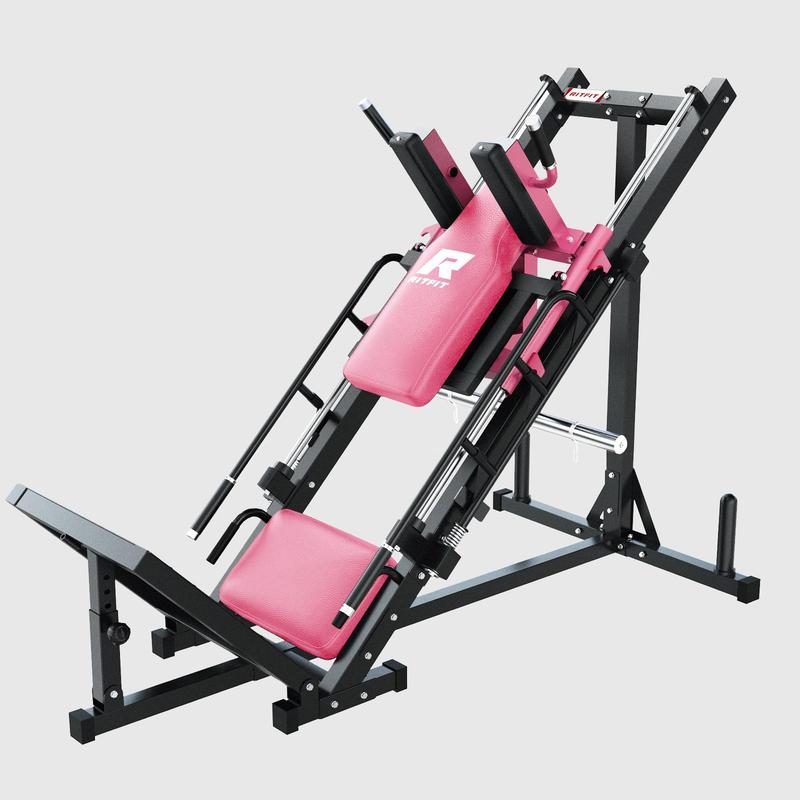 RitFit BLP01 Máquina 3 en 1 de prensa de piernas y sentadilla hack con pedales de acero y patrones antideslizantes para gimnasio en casa, máquinas de abducción de cadera, equipo de entrenamiento ajustable, equipo de fitness para el hogar, equipo de gimnas