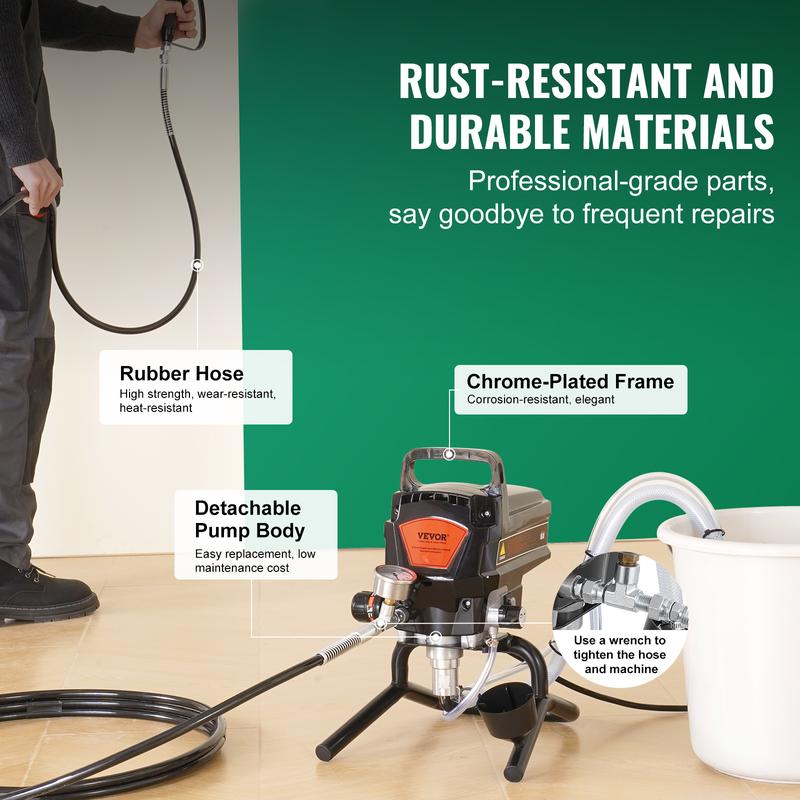 Pulverizador de pintura sin aire de 950 W con soporte, pulverizador eléctrico sin aire de alta eficiencia de 3000 PSI, pulverizador de pintura portátil para interiores y exteriores, muebles y vallas, efecto de pintura fino y uniforme.