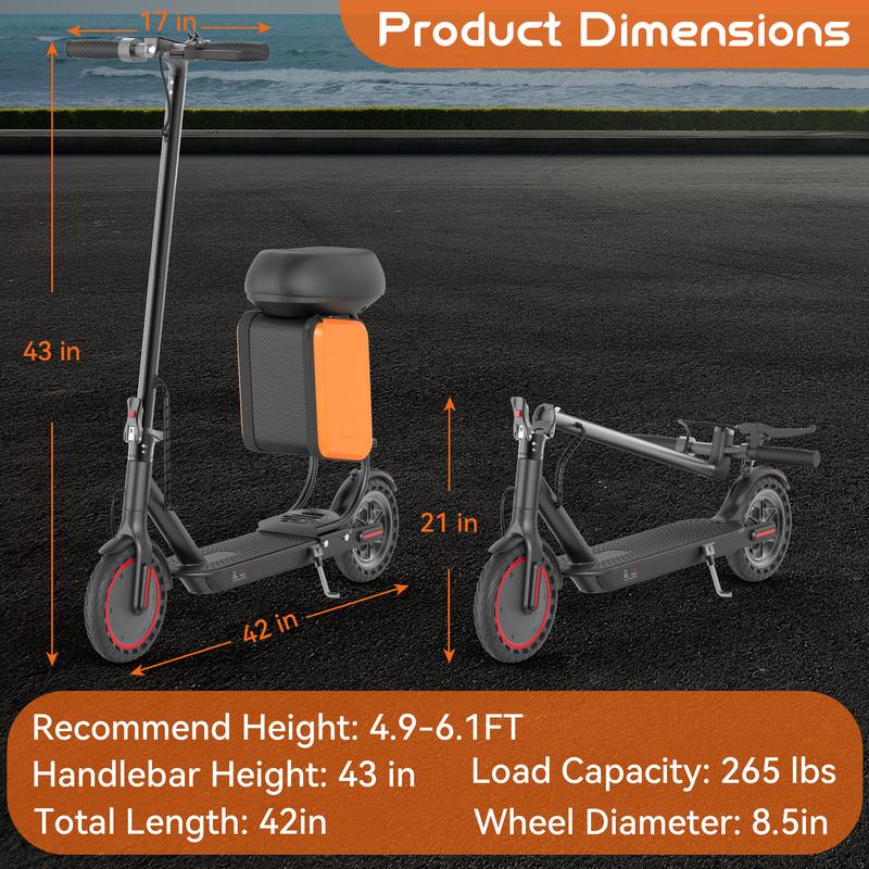 Patinete eléctrico con asiento | Motor de 350 W, velocidad máxima de 30 km/h, batería de 36 V | Diseño plegable con control por aplicación, doble freno y suspensión | Ideal para desplazamientos diarios, viajes por el campus y trayectos cortos por la ciuda