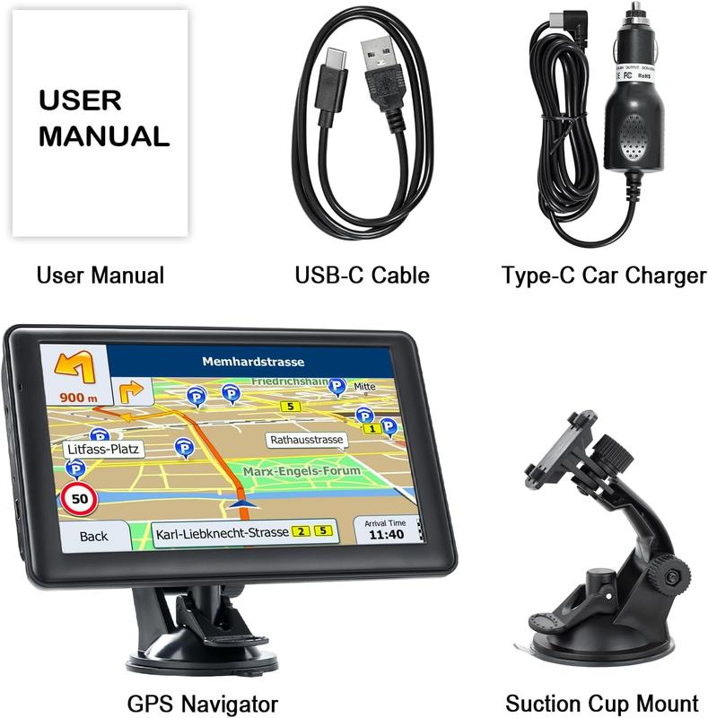 Navegador GPS para camiones con pantalla de alta definición de 7 a 9 pulgadas, sistema de navegación de 12 V para conductores comerciales, accesorios para semirremolques con 2026 actualizaciones de mapas gratuitas de por vida, navegación por voz, alertas 