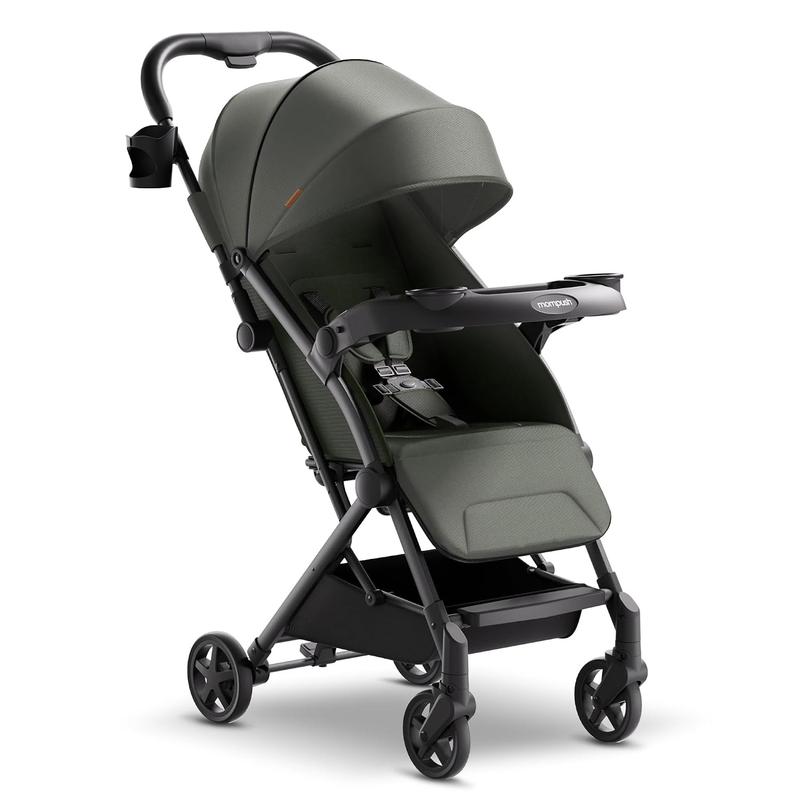 Cochecito de viaje ligero Mompush Lithe V2, cochecito compacto plegable para bebé con bolsa de viaje, plegado con una sola mano, bandeja para meriendas, asiento reclinable mecánico, apto para aviones, capota con protección UPF 50+ y funda para la lluvia.
