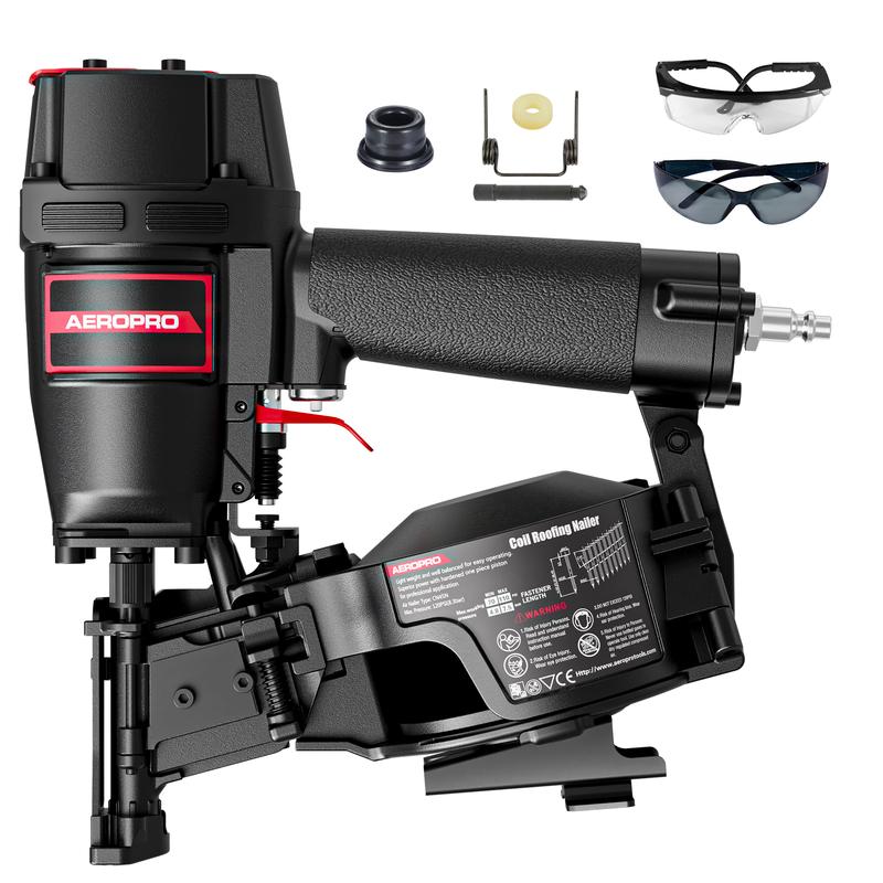 Clavadora para techos AeroPro CN45N para profesionales, pistola de clavos para techos de 15 grados, pistolas de techado, clavadoras neumáticas de alta resistencia en herramientas para techos, clavadora neumática para techos de tejas asfálticas