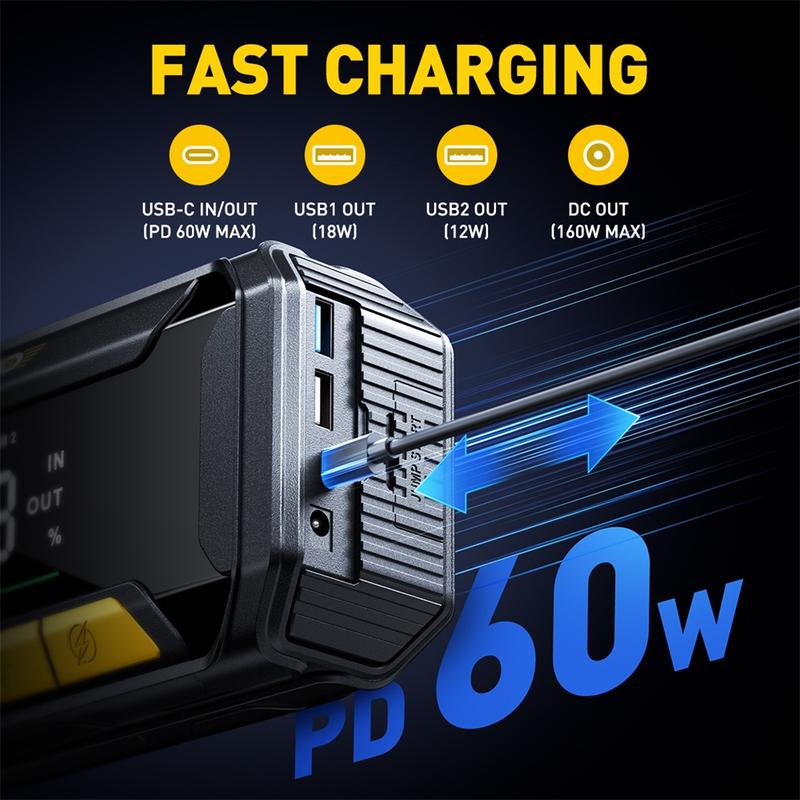 Arrancador de batería AUXITO 2025 mejorado, 8000 A de potencia máxima (para todos los motores de gasolina y diésel de hasta 10.0 L), 12 V, portátil, con linterna de 3 modos.
