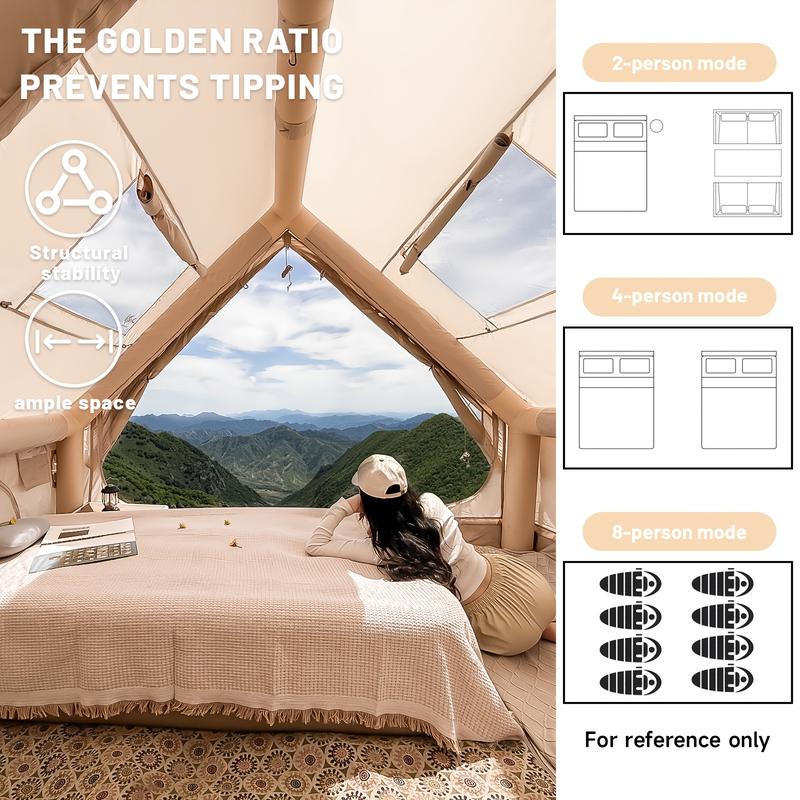 Tienda de campaña inflable grande PAKICETUS con claraboya, ventilación rápida y diseño de malla transpirable, ideal para glamping de verano, con estufa incluida, montaje rápido para familias de 4 a 6 personas, para todas las estaciones, artículos esencial