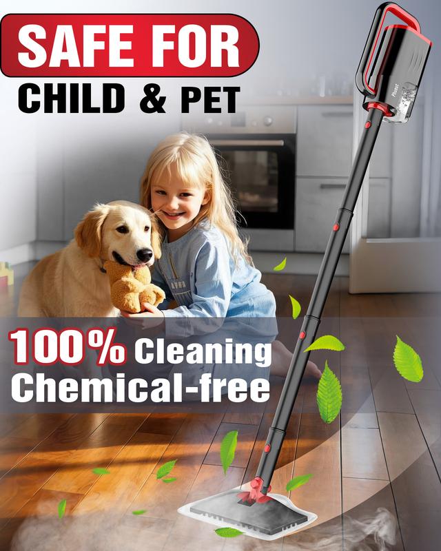 Limpiador a vapor ligero y desmontable para suelos, multisuperficies, 2 modos, 3 niveles de temperatura, máquina resistente para suelos de madera y juntas de baldosas, summerwins