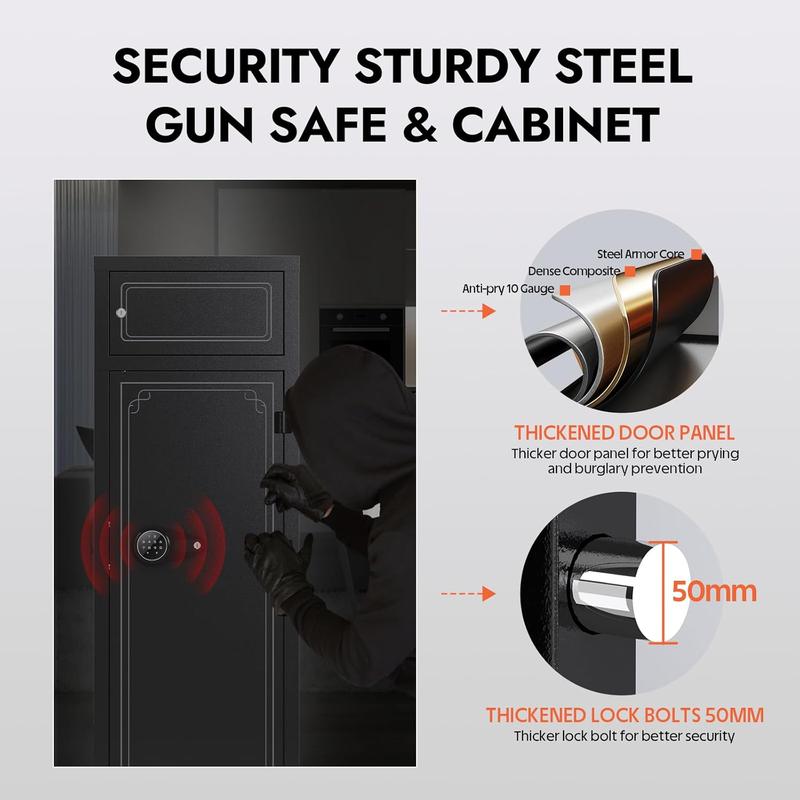 Caja fuerte para 12-15 armas para el hogar, armario electrónico grande con estantes extraíbles y caja de seguridad dedicada (sin ensamblar)