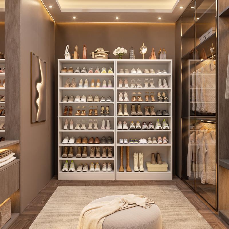 Zapatero vertical de madera de 8 niveles, organizador de armario resistente con estantes ajustables, mueble para pasillo con capacidad para 40-45 pares de zapatos.