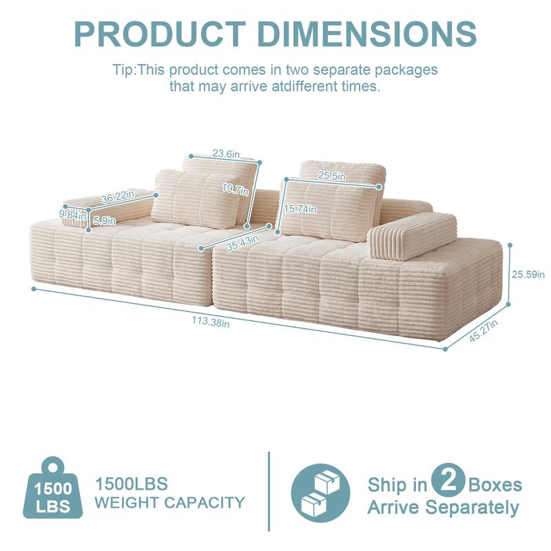 Sofá modular seccional sin estructura, chaise longue extragrande con asientos profundos, sofá cama modular Cloud, no requiere montaje, combinación libre, sofá seccional moderno. Sofá seccional sin estructura. Muebles de sala de estar.