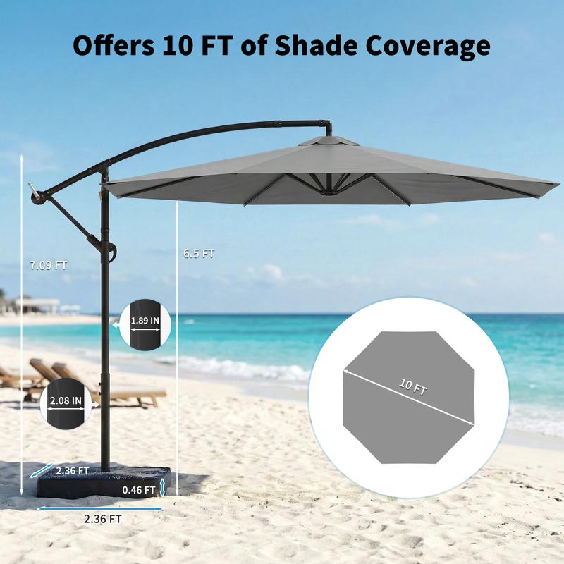 Sombrilla de patio Lilypelle Offset con base, 99% de protección UV, impermeable, para exteriores, ideal para patio, jardín o piscina, 3 metros, con inclinación de 45°, diseño voladizo, summerwins, decoración del hogar, artículos esenciales para acampar, d