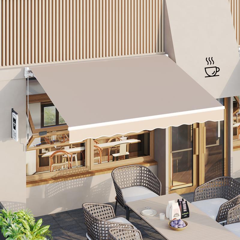 Toldo retráctil manual, resistente al agua, de poliéster, con manivela, para exteriores, ideal para patio, terraza, hogar, jardín o balcón. Toldo estético parasol.