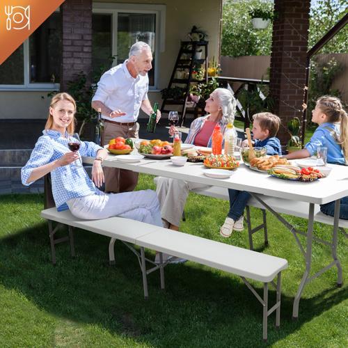 summervibes 6 feet Plastic Folding Bench,Portable in/Outdoor Picnic Party Camping Dining Seat, Garden Soccer Multipurpose Entertaining Activities, 1 Pack & 2 Pack