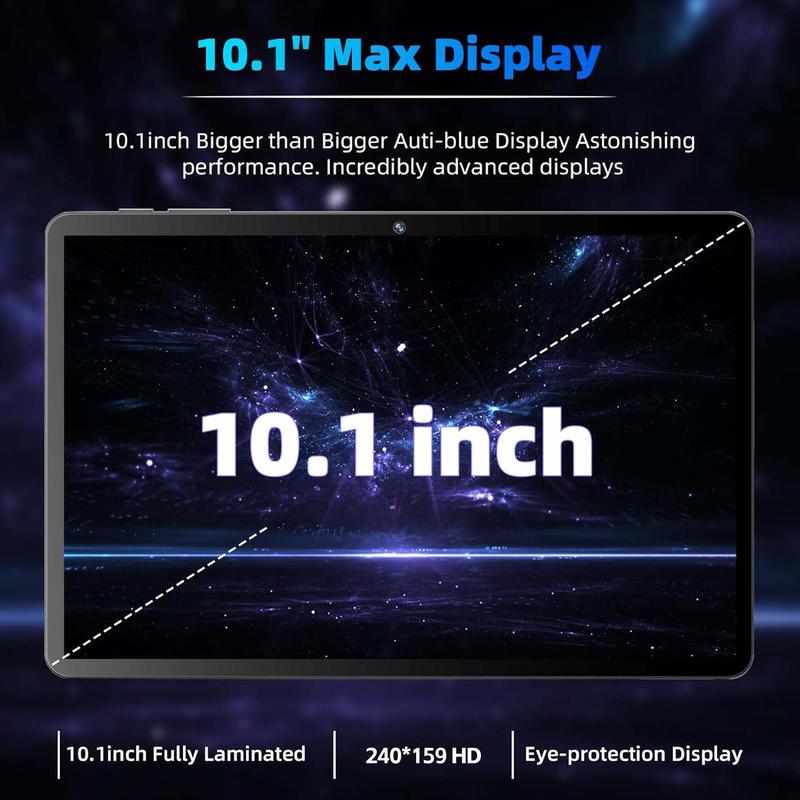 Tablet Android 14 de 10,1" con pantalla 2K, 8+256 GB, compatible con WiFi y SIM, ideal para el hogar: streaming, lectura y navegación. Incluye teclado, ratón y lápiz óptico.