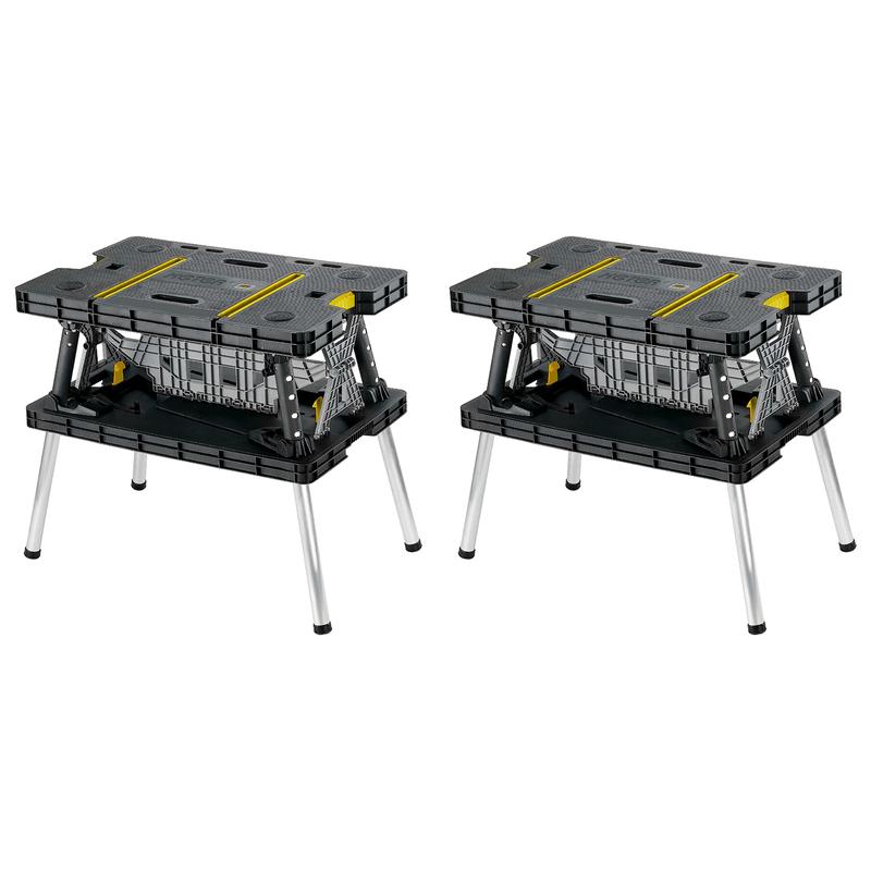 Mesa plegable portátil de alta resistencia para almacenamiento de herramientas, banco de trabajo con caballete y abrazaderas de 30 cm para proyectos de bricolaje y mejoras del hogar. Fabricada en polipropileno y aluminio resistente a la intemperie.