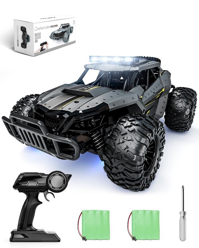 Coche teledirigido Tecnock, escala 1:16, 20 km/h, coche RC rápido para adultos, camión RC todoterreno de 2,4 GHz con luces LED delanteras y batería recargable, regalo de Navidad o cumpleaños para niños o adultos de 8 a 12 años.