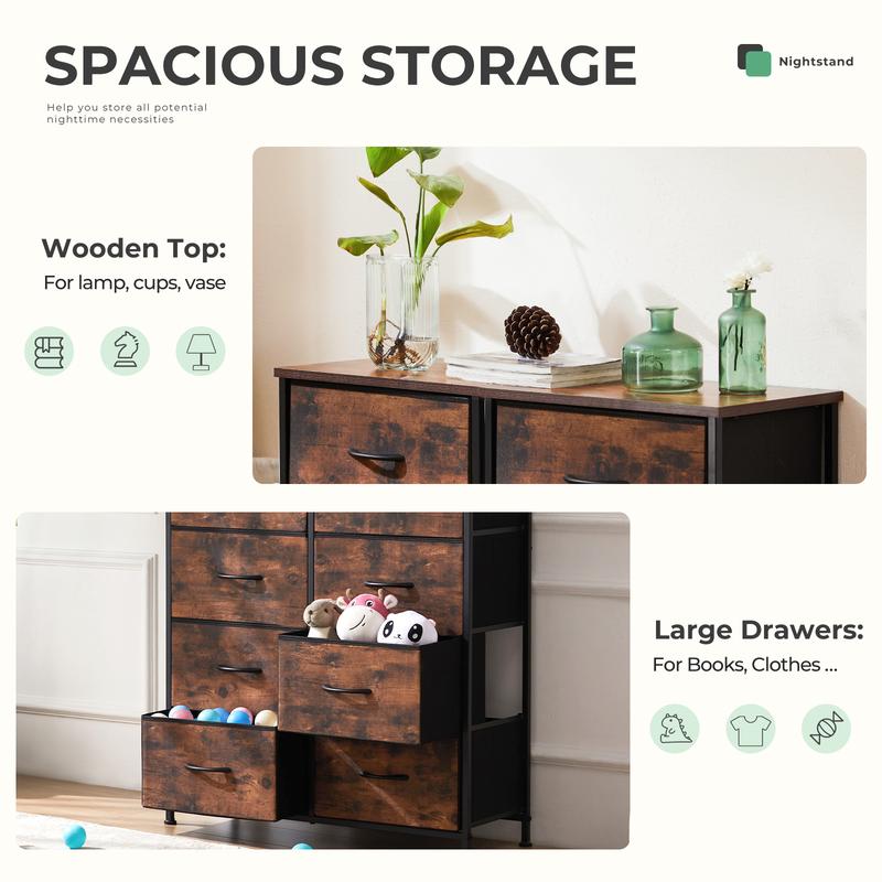 Cajonera organizadora de tela de 8 cajones - Cómoda moderna para dormitorio, armario y mueble de interior multiusos para sala de estar y apartamentos.