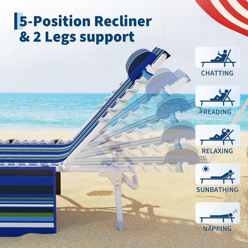 Tumbona de exterior 3 en 1 con orificio para la cara, mesa auxiliar plegable y almohada extraíble, 5 posiciones de reclinación ajustables, banco resistente para patio, piscina, jardín y playa, carga máxima de 150 kg.