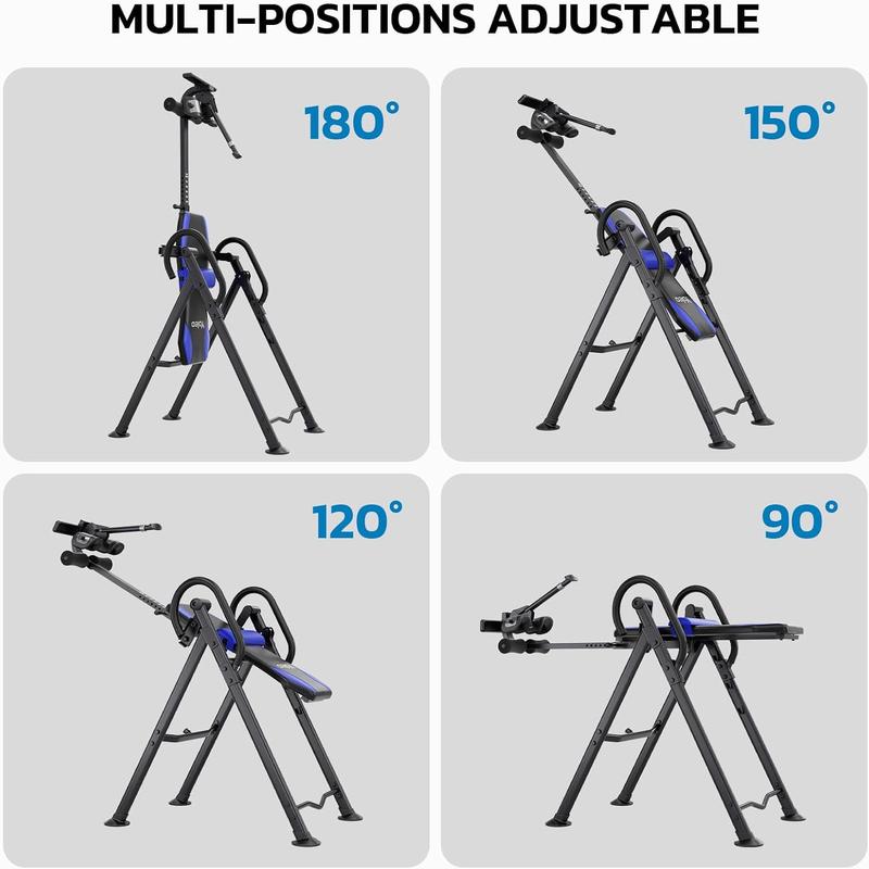 Mesa de inversión para aliviar el dolor de espalda y la ciática cervical, capacidad de peso de 136 kg (300 lbs) con soporte lumbar, cómodos soportes para tobillos, fácil de ensamblar. Máquina estiradora de espalda.