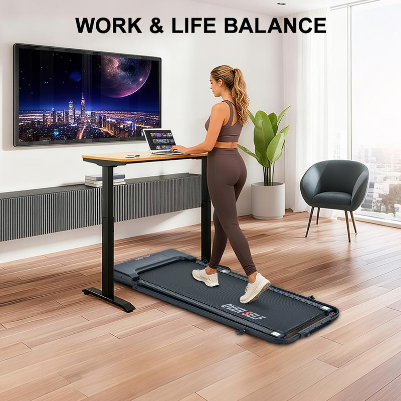 Cinta de correr plegable OVER SELF, 6.2 MPH, portátil, con control remoto y asa, fácil de guardar debajo del escritorio, equipo de gimnasio en casa, Summervibes.