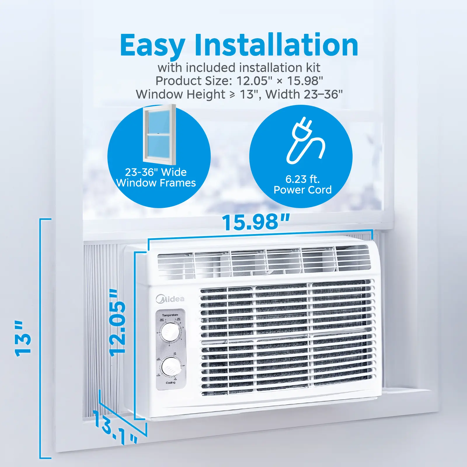 Aire acondicionado de ventana EasyCool de 5.000 BTU: enfría 150 pies cuadrados.