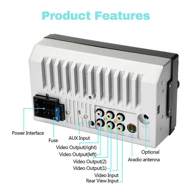 Radio estéreo para coche de 7 pulgadas, doble DIN, con pantalla táctil y cámara de marcha atrás, radio estéreo HD con pantalla táctil, llamadas manos libres Bluetooth, FM, TF, AUX, USB, reproductores de vídeo para coche Outdoorfun, reproductor Android par