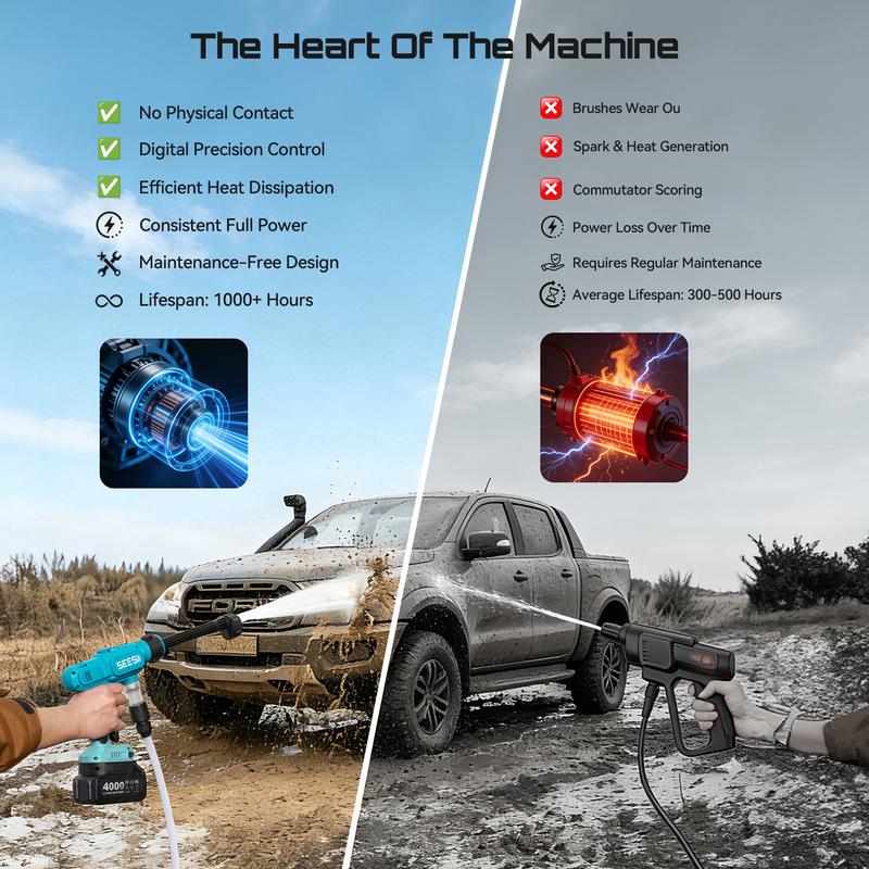 Hidrolavadora inalámbrica de alta presión SEESII, limpiadora de 1500 PSI con 1 batería de 4000 mAh, boquilla 6 en 1 y cañón de espuma para limpieza de automóviles, hogar y jardín. Ofertas para ti.