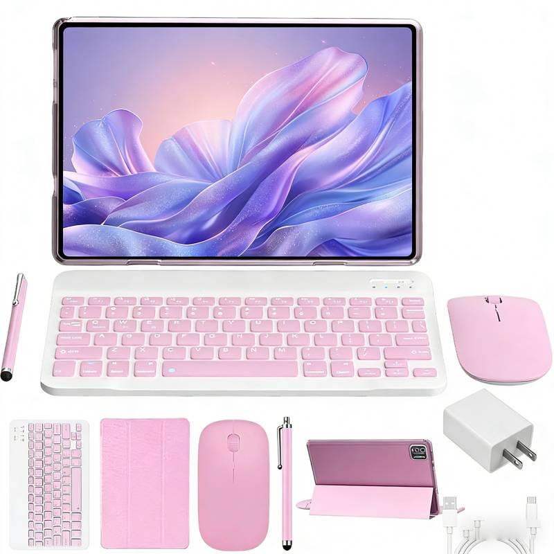 Tablet Android 15 de 10,1" con teclado, ratón, lápiz óptico, funda, adaptador USB, tarjeta Bluetooth inalámbrica, 4 GB de RAM, 64 GB de ROM, doble SIM, pantalla IPS de 1280x800, cámara de 13 MP, batería de 5000 mAh, regalo de San Valentín, pantalla, elect