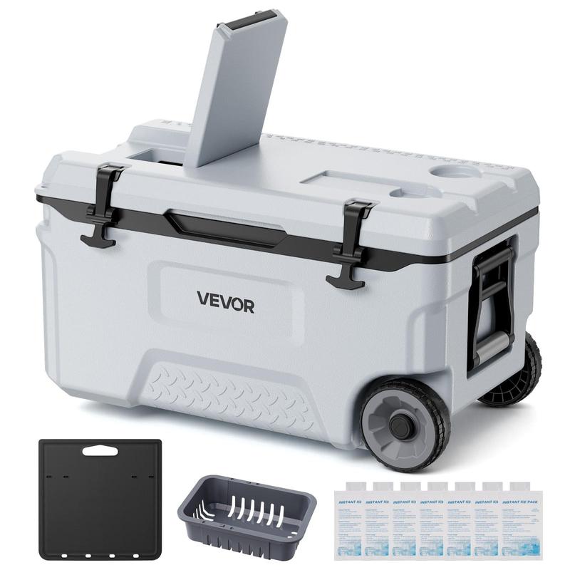 Nevera rígida VEVOR, 52 cuartos de galón, portátil con ruedas, resistente a fugas, mantiene el contenido frío durante 48 horas, con aislamiento térmico para retención de hielo, ultraligera para picnics al aire libre, barbacoas y acampadas.