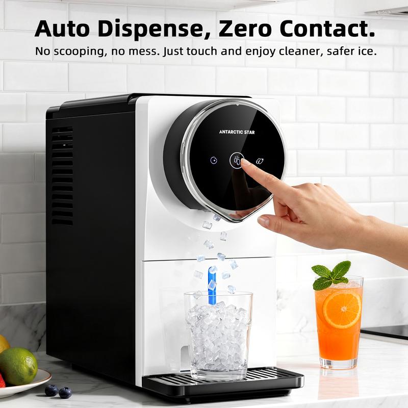 Máquina de hielo Antarctic Star Nugget para encimera: hielo crujiente y masticable en minutos, dispensador automático de hielo, autolimpieza, pantalla táctil, máquina de hielo portátil de pellets de 15 kg/día para el hogar, la cocina, la oficina y fiestas