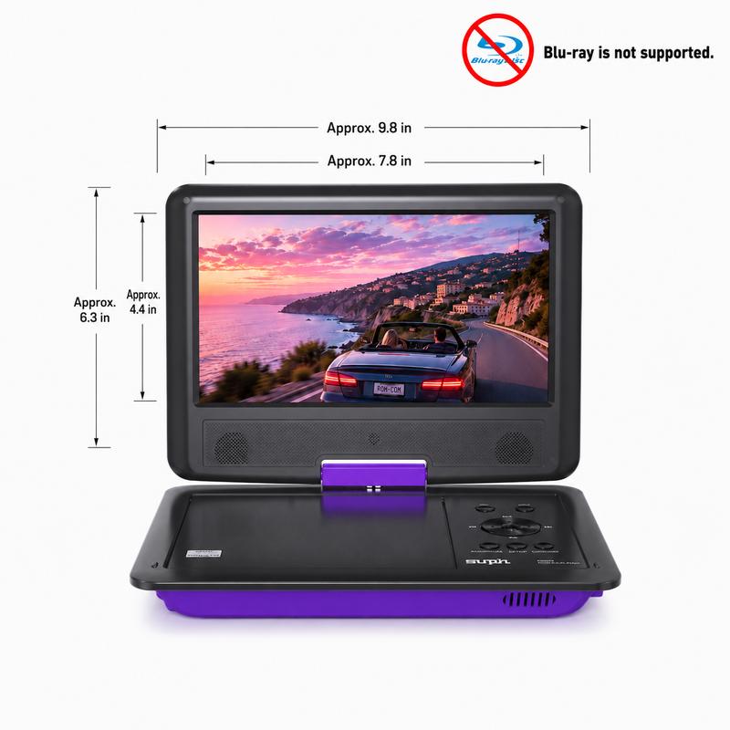 Reproductor de DVD portátil de 17,9" para niños, pantalla giratoria HD grande de 15,6", altavoces estéreo de alto volumen, sin restricción de región, batería de gran capacidad de 6 horas, control remoto, compatible con CD/USB/tarjeta SD/sincronización de 