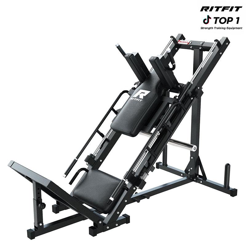RitFit BLP01 Máquina 3 en 1 de prensa de piernas y sentadilla hack con pedales de acero y patrones antideslizantes para gimnasio en casa, máquinas de abducción de cadera, equipo de entrenamiento ajustable, equipo de fitness para el hogar, equipo de gimnas