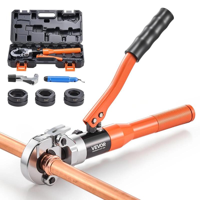 【OfertasParaTi】Herramienta de engaste de tuberías de cobre VEVOR. Herramientas y dispositivos de prensado profesional accionados hidráulicamente con mordazas de 1/2", 3/4" y 1". Engastadora de accesorios de tubería de cobre para espacios estrechos y acces